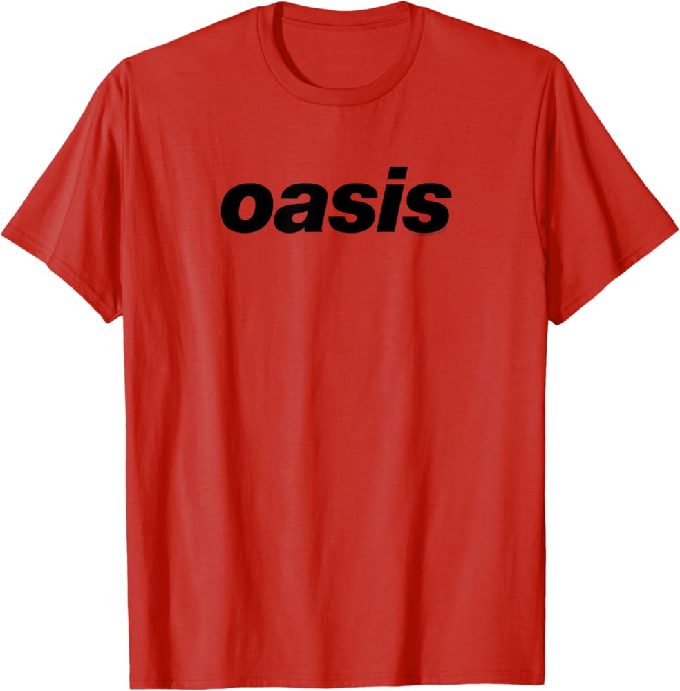 Amazon.com: Oasis – Black Logo On Red T-Shirt : Clothing, Shoes